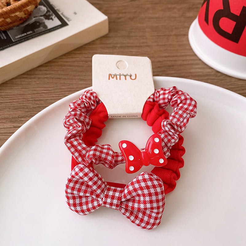 Versatile Red Cute Strawberry Little Bunny Fabric Hair Rope Hair Tie-1